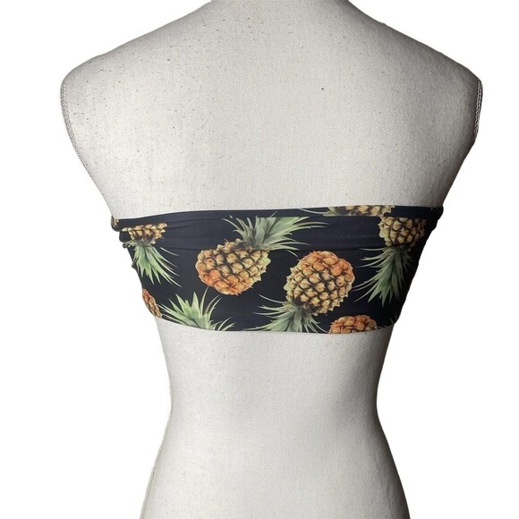 Zaful  Tube bikini Swim top Pineapple Hawaiian n Size Small 4 padded Women Black - Picture 2 of 4